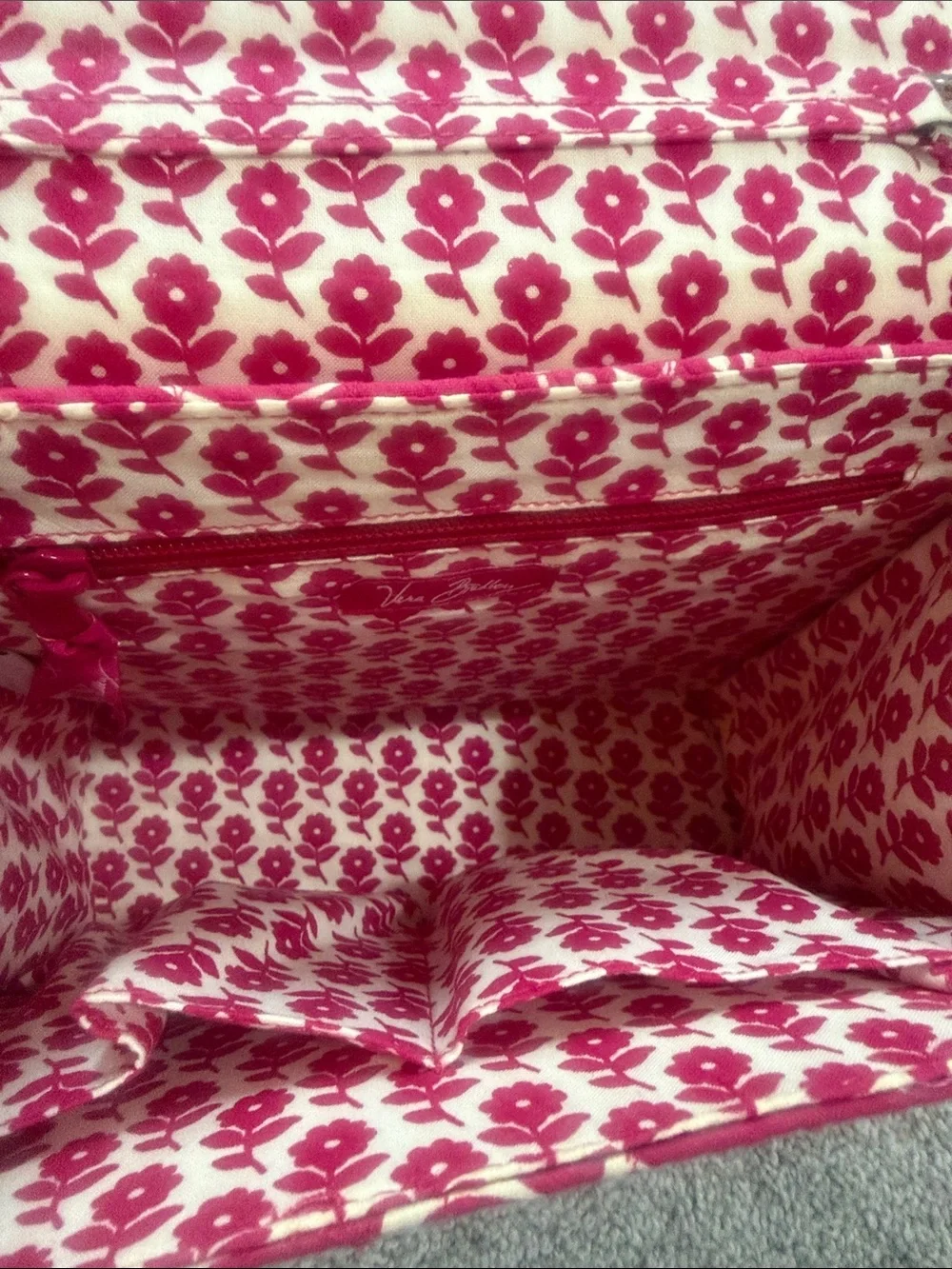 Vera Bradley Pink and Cream Crossbody Shoulder Bag